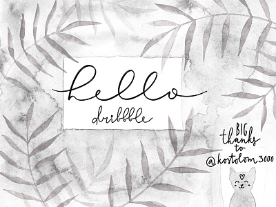 Hello, Dribbble! cute debut design floral handdrawn hello illustration tropical watercolor