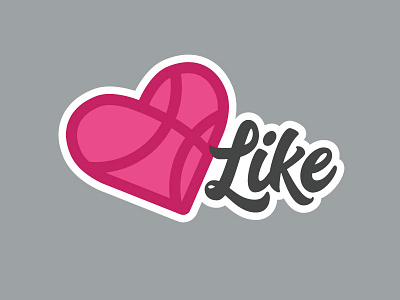 Dribbble Like basketball heart like logo love script typography