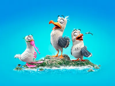 Sol Sol - Seagulls 3d advertising art artwork character concept crafting design illustration vray zbrush