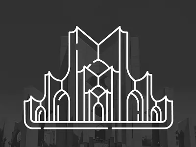 Maqbarat-o-shoara (Iran's monuments 8) building city icon illustration iran islam line maqbarat poem symbol vector