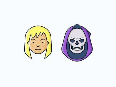 He-Man and Skeletor cartoon characters dribbble he man icon illustration master of the universe skeletor vector