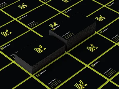 Kaltechs business card brand gradient green hunap hunapstudio k letter logo