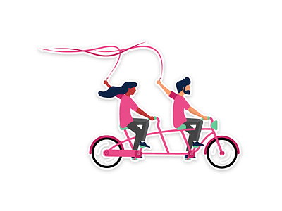 Dribbble is a beautiful ride bicycle boy drawing dribbble girl giveaway illustration people playoff sticker sticker mule