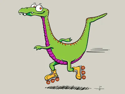 Velociraptor On Wheels cartoon cartooning for kids dinosaur doodle illustration thinkdoodledo velociraptor