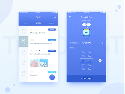 Task app color illustration ios sketch task ui weather