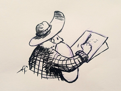 Len: Fastest Draw in the West character drawing illustration ink mountain man sketch