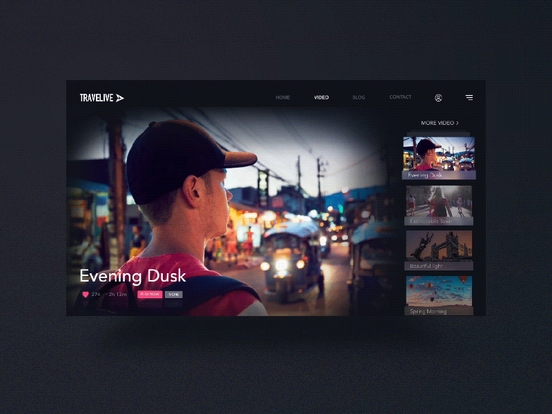 TRAVELIVE- video switch concept design gif layout mobile tourism transition travel ui ux web website