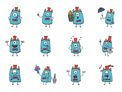 Cute Monster Emoji chat cute design emoji lovable orange set shot stickers