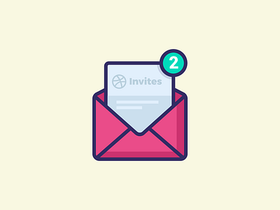 2 Dribbble Invites dribbble flat giveaway icon iconography illustration invitation invite logo outline