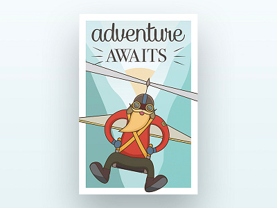 Adventure Awaits! illustration landscape pilot poster travel