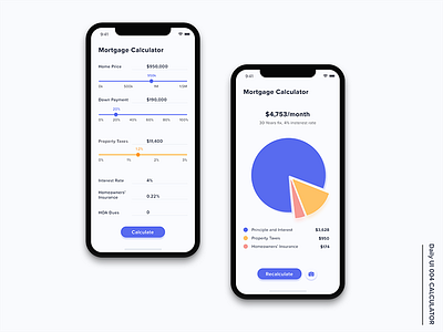 Daily UI#004 Calculator daily ui mobile mortgage calculator