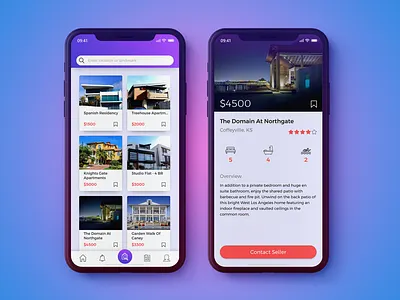 House Rental App - IphoneX app concept house ios iphonex photoshop rental ui uidesign user interface ux uxdesign