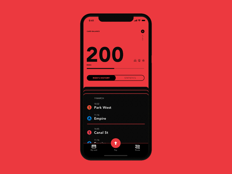 NY Transport Сard concept animation app card gif interface ios ticket transport