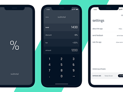 Subtotal app appselent calculator dark interface ios iphone x subtotal ui