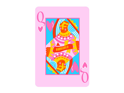 Q - Card ai color illustration play queen