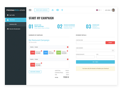 ProximaTech Admin - Check Payment admin campaign clean dashboard interface payment product ui ux web web application wizard