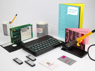 Centre for Computing History booklet business card deboss foil block mug print design