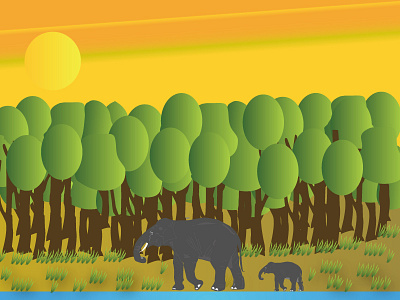 Woods !!!!! beauty colors design elephant illustration jungle love nature rookie trees woods