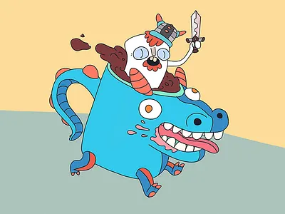 Mighty Marshmallow and the Dragon Mug character design illustration marshmallow
