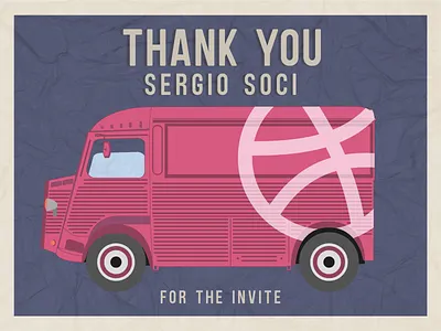 Thank you Sergio Soci citroen citroën debut dribbble illustration invite paper shot thank you thanks van