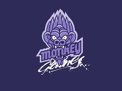 MONKEY GAMES brand hero illustration logo monkey