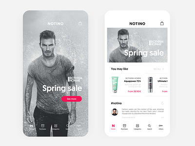 Art Direction / e-commerce app homepage art direction biotherm e commerce grey homepage parfume simple typography