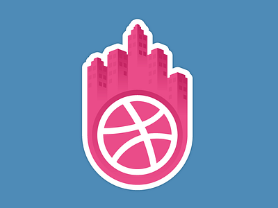 Stickermule 2d city dribble flat illustration logo vector