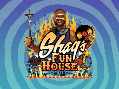 Shaq's House design event flyer funhouse illustrator miami print shaq