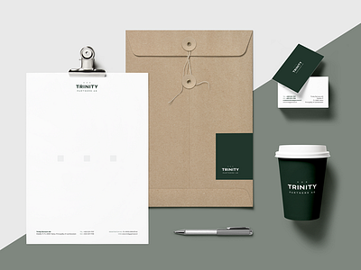 Trinity branding dark green law logo sans serif simple white