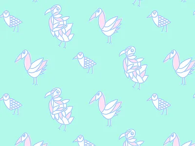 Birds of a Feather Pattern birds green mint parrot pastels pattern pattern design pigeon pink seagull surface design toucan