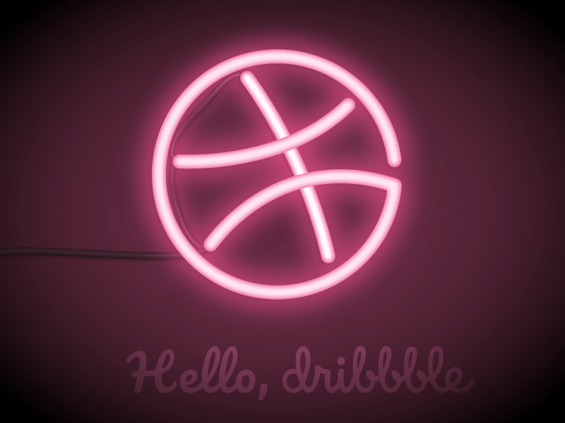 Hello, Dribble! hello dribble logo neon