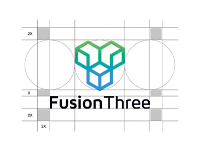 FusionThree collection fusion gradation grid identity japan logo minimal three