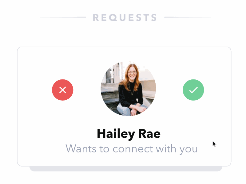 Friends requests accept animation cards drag framer friends interaction reject swipe