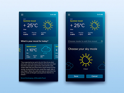 Future Weather app dark mobile uiux weather