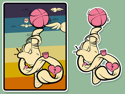 Dribbble Sticker ball bucket custom stickers dribbble finger giveaway illustration like rebound share