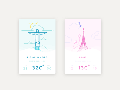 Weather UI colors design icons outline rebound ui ux warm weather