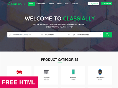 Free HTML Classified Ads Template bootstrap business classified directory freebie html html5 listing template