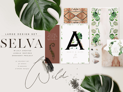 Selva -Jungle Greenery Project design set exotic alphabet greenery greenery alphabet greenery wreath jungle jungle greenery project tropical tropical wall art watercolor watercolor greenery watercolor tropical