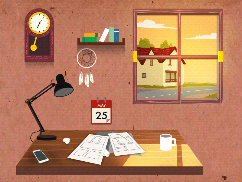 Room animation illustration motion graphics scene