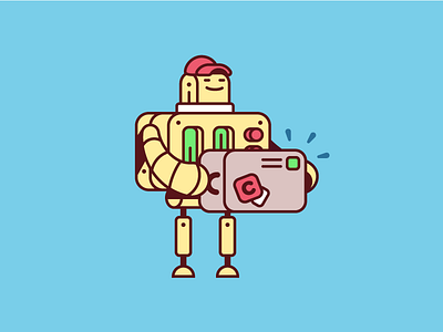 Lifter bot box character courier delivery happy package packaging robot shipping sticker tape