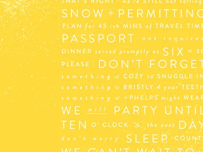 Invite company party invitation invite party tesani type typography yellow