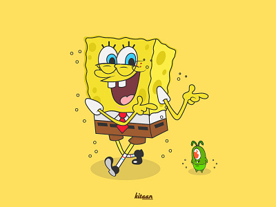 Spongebob bikini bottom characer design icondesign illustration plankton spongebob yellow