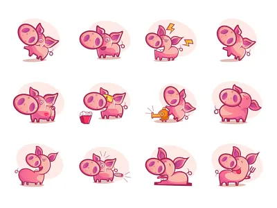 Cute Pig Emoji chat cute design emoji lovable pig set shot stickers
