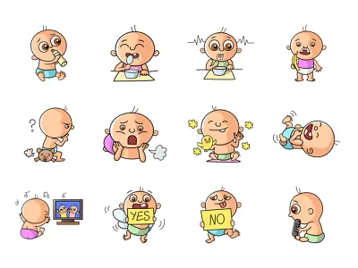 Cute Kid Emoji chat cute design emoji kid lovable set shot stickers