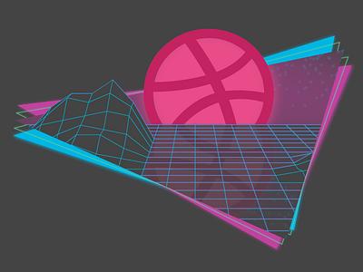 Dribbblewave grid old school computer retrowave synthwave wireframe