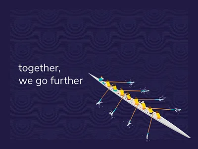 Together We Go Further illustration rowing team teamwork