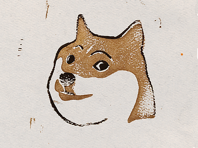 Wow such print! doge lino linocut print