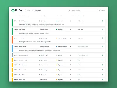 Hotdoc Appointments Schedule app appointments clean colour doctors ipad medical ui white