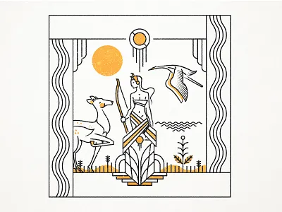 Art Deco Diana art deco design icon illustration illustrator minimalist outline sticker