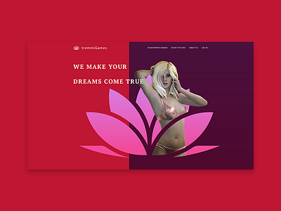 Main screen for 18+ game developers site adult game gamedev girl header lotus site